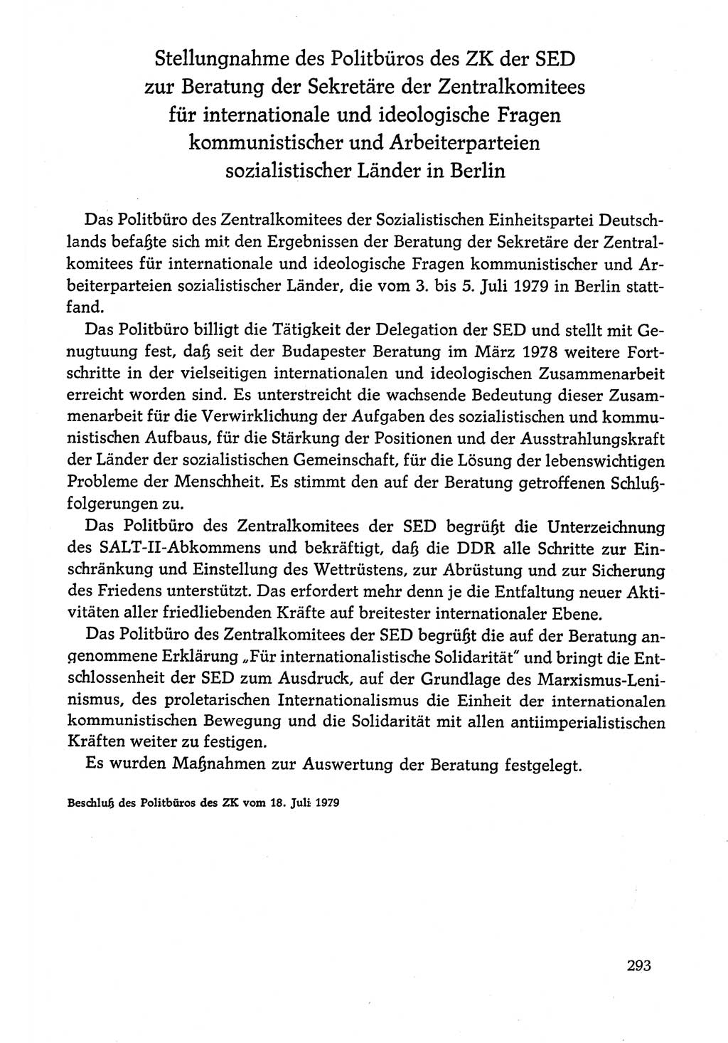 Dokumente der Sozialistischen Einheitspartei Deutschlands (SED) [Deutsche Demokratische Republik (DDR)] 1978-1979, Seite 293 (Dok. SED DDR 1978-1979, S. 293)