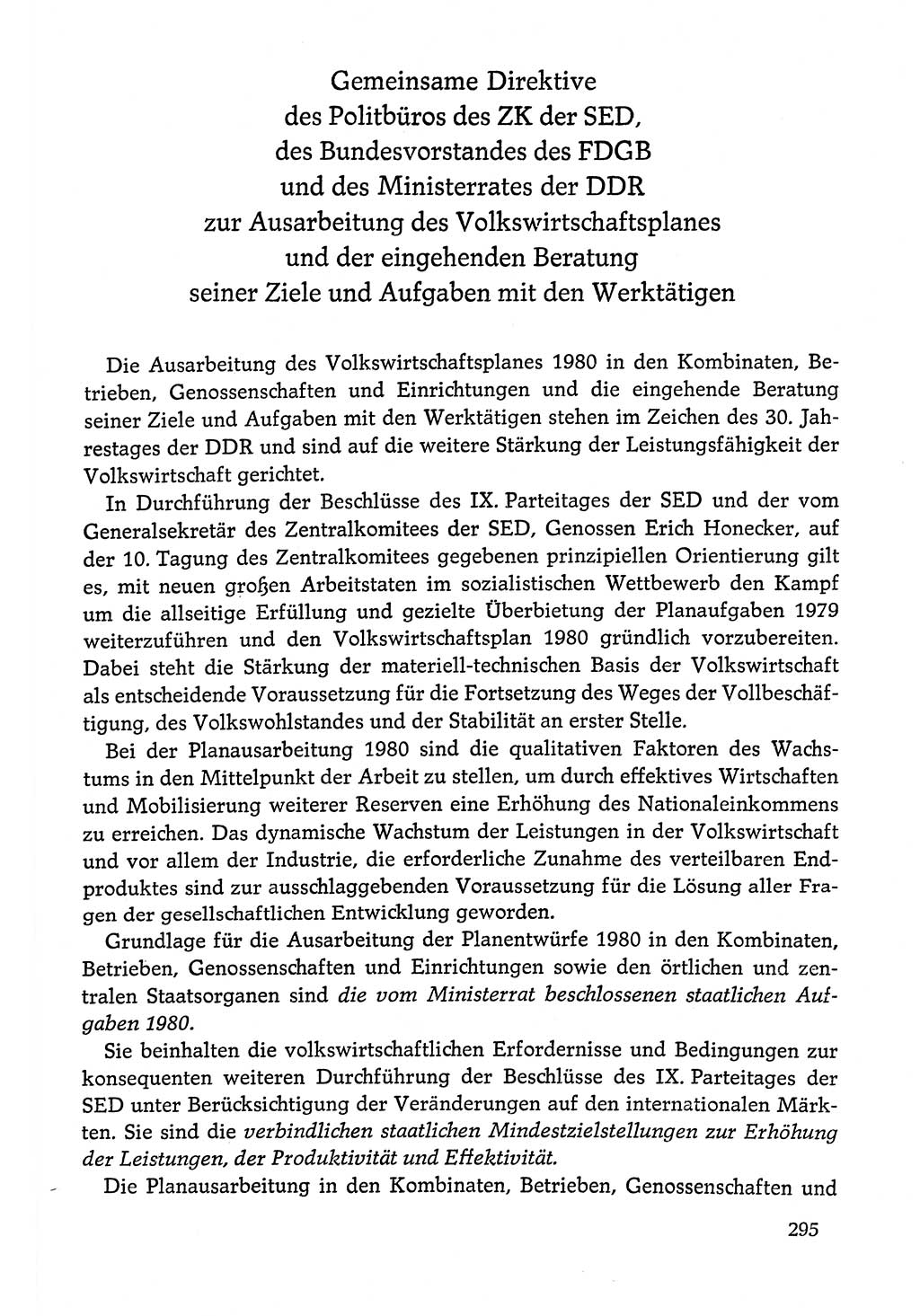 Dokumente der Sozialistischen Einheitspartei Deutschlands (SED) [Deutsche Demokratische Republik (DDR)] 1978-1979, Seite 295 (Dok. SED DDR 1978-1979, S. 295)