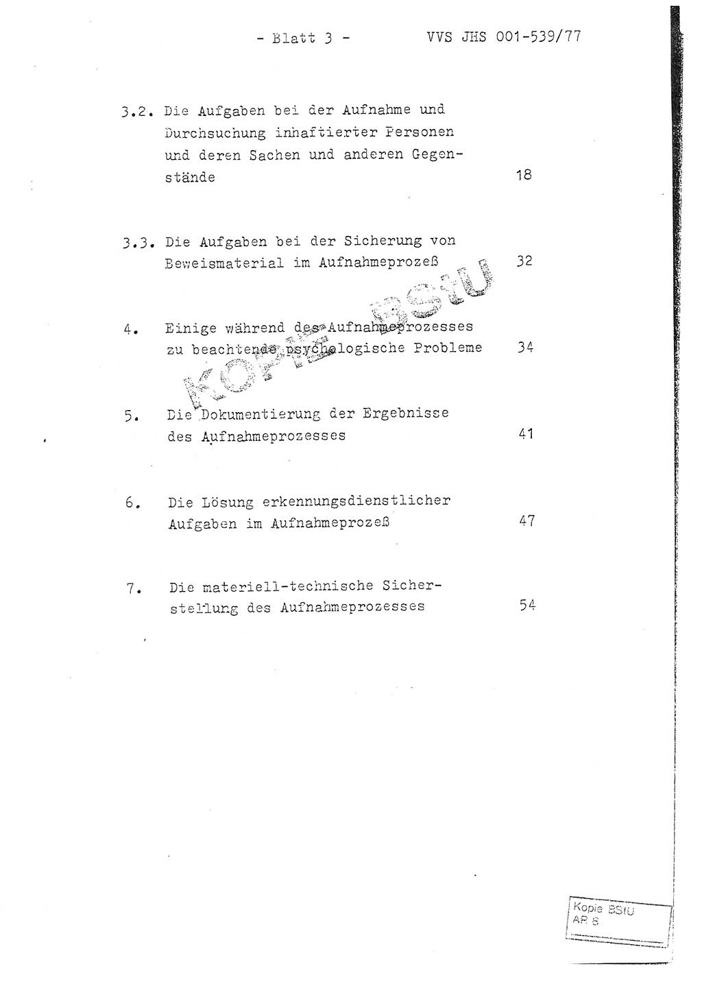 Fachschulabschlußarbeit Hauptmann Dietrich Jung (Abt. ⅩⅣ), Leutnant Klaus Klötzner (Abt. ⅩⅣ), Ministerium für Staatssicherheit (MfS) [Deutsche Demokratische Republik (DDR)], Juristische Hochschule (JHS), Vertrauliche Verschlußsache (VVS) 001-539/77, Potsdam 1978, Seite 3 (FS-Abschl.-Arb. MfS DDR JHS VVS 001-539/77 1978, S. 3)