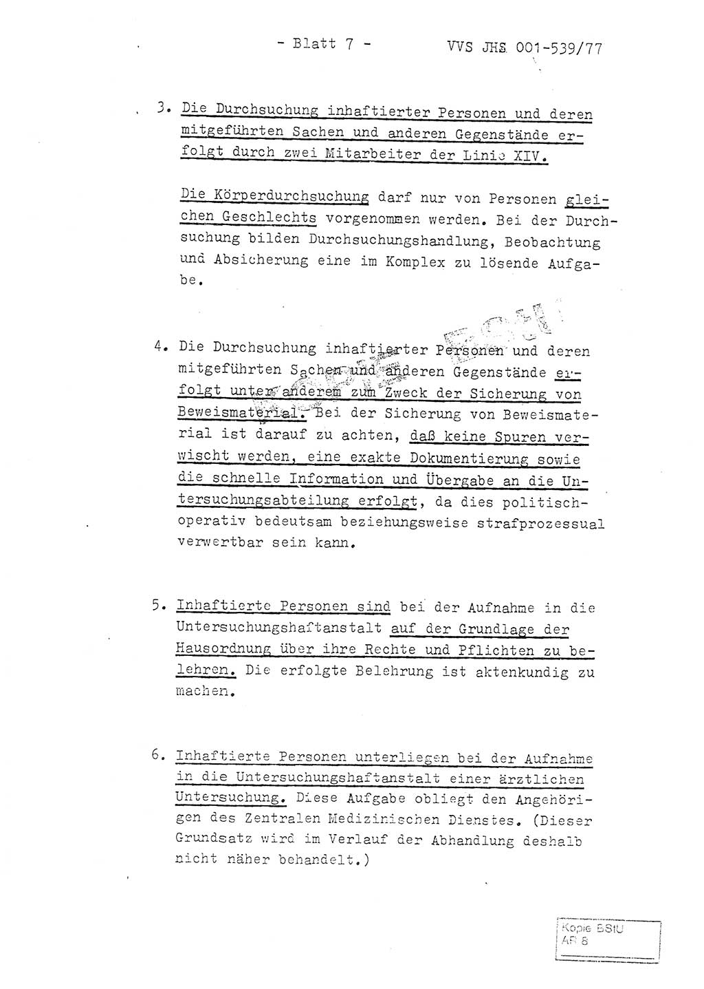Fachschulabschlußarbeit Hauptmann Dietrich Jung (Abt. ⅩⅣ), Leutnant Klaus Klötzner (Abt. ⅩⅣ), Ministerium für Staatssicherheit (MfS) [Deutsche Demokratische Republik (DDR)], Juristische Hochschule (JHS), Vertrauliche Verschlußsache (VVS) 001-539/77, Potsdam 1978, Seite 7 (FS-Abschl.-Arb. MfS DDR JHS VVS 001-539/77 1978, S. 7)