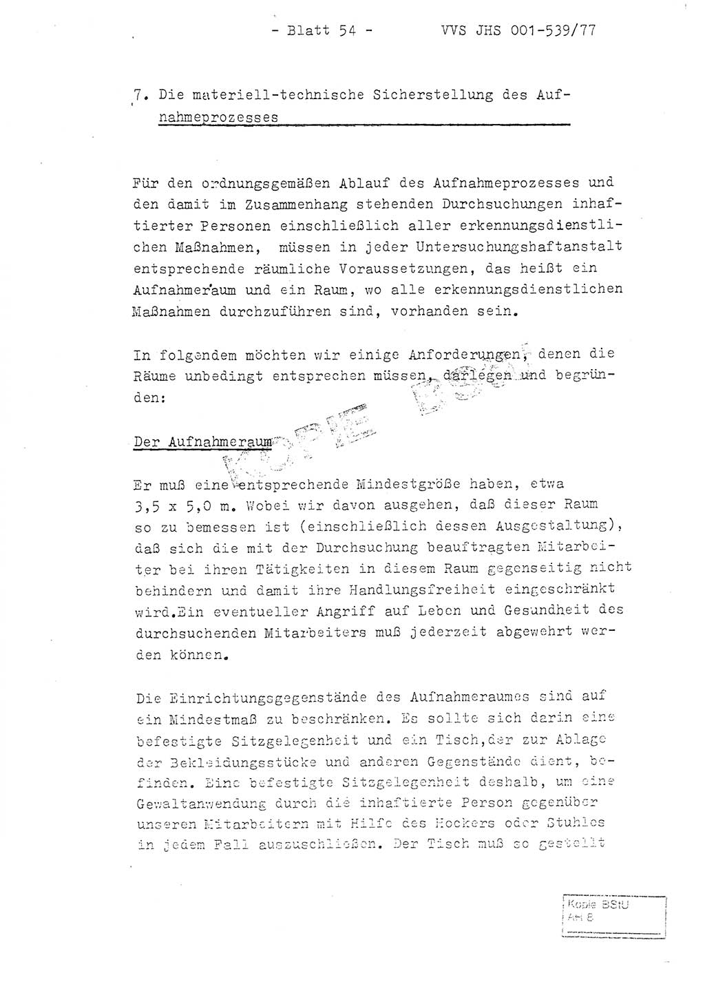 Fachschulabschlußarbeit Hauptmann Dietrich Jung (Abt. ⅩⅣ), Leutnant Klaus Klötzner (Abt. ⅩⅣ), Ministerium für Staatssicherheit (MfS) [Deutsche Demokratische Republik (DDR)], Juristische Hochschule (JHS), Vertrauliche Verschlußsache (VVS) 001-539/77, Potsdam 1978, Seite 54 (FS-Abschl.-Arb. MfS DDR JHS VVS 001-539/77 1978, S. 54)