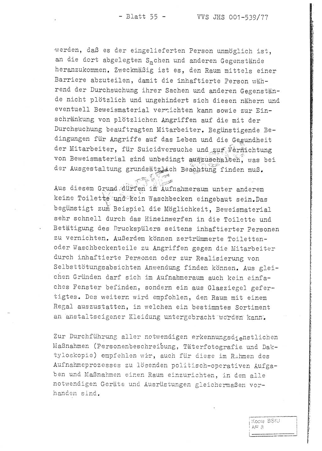 Fachschulabschlußarbeit Hauptmann Dietrich Jung (Abt. ⅩⅣ), Leutnant Klaus Klötzner (Abt. ⅩⅣ), Ministerium für Staatssicherheit (MfS) [Deutsche Demokratische Republik (DDR)], Juristische Hochschule (JHS), Vertrauliche Verschlußsache (VVS) 001-539/77, Potsdam 1978, Seite 55 (FS-Abschl.-Arb. MfS DDR JHS VVS 001-539/77 1978, S. 55)