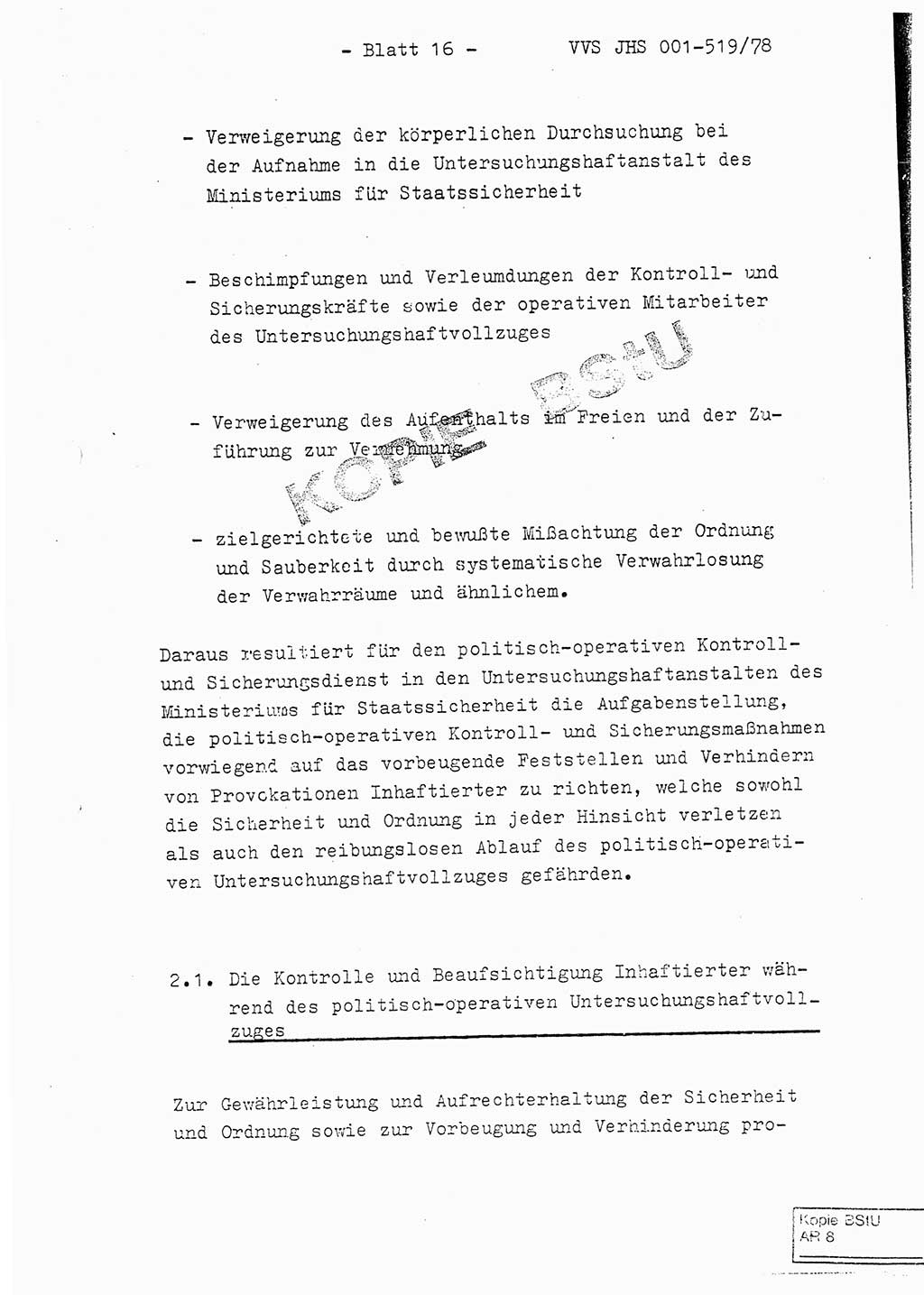 Fachschulabschlußarbeit Hauptmann Alfons Lützelberger (Abt. ⅩⅣ), Ministerium für Staatssicherheit (MfS) [Deutsche Demokratische Republik (DDR)], Juristische Hochschule (JHS), Vertrauliche Verschlußsache (VVS) 001-519/78, Potsdam 1978, Blatt 16 (FS-Abschl.-Arb. MfS DDR JHS VVS 001-519/78 1978, Bl. 16)