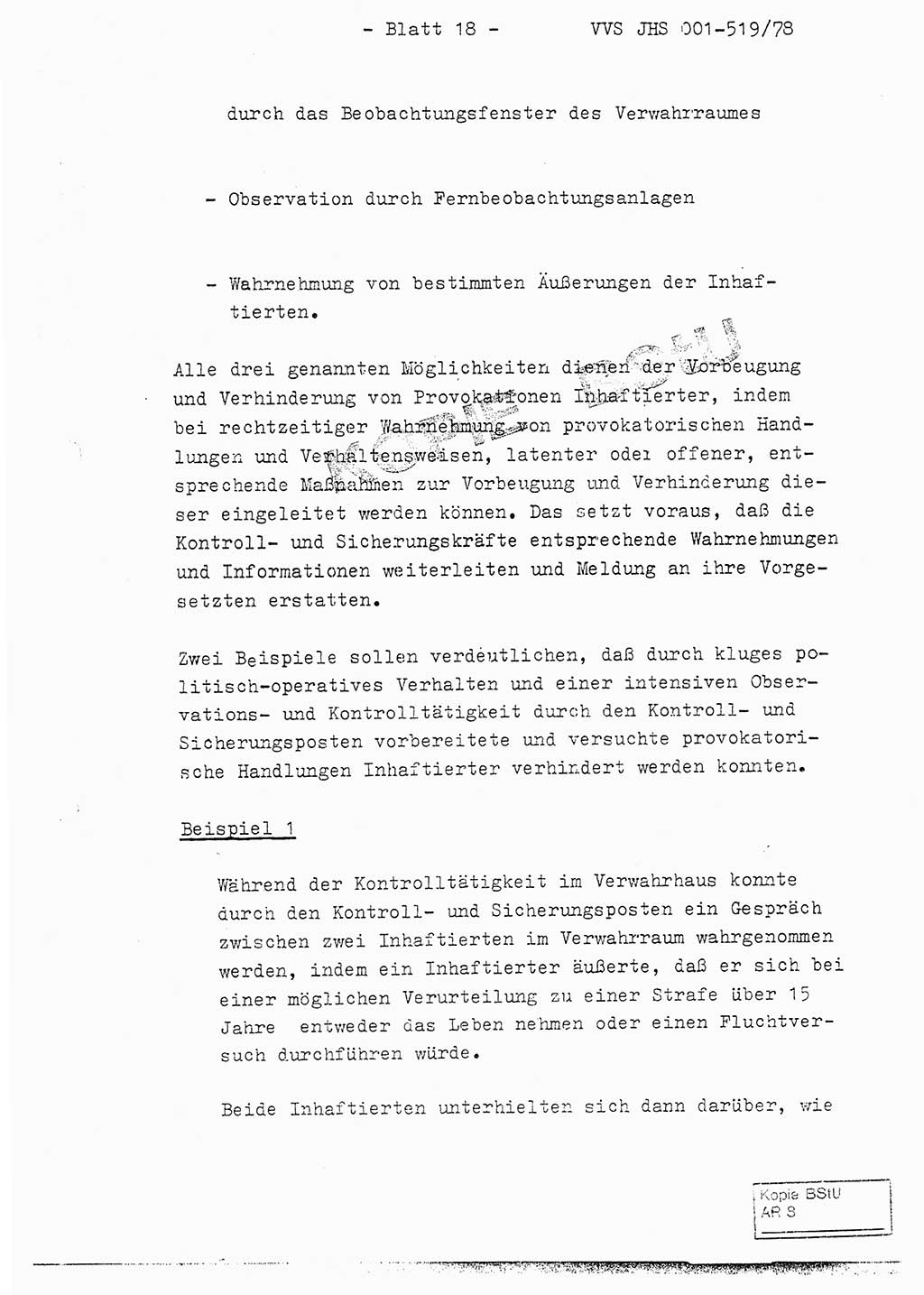 Fachschulabschlußarbeit Hauptmann Alfons Lützelberger (Abt. ⅩⅣ), Ministerium für Staatssicherheit (MfS) [Deutsche Demokratische Republik (DDR)], Juristische Hochschule (JHS), Vertrauliche Verschlußsache (VVS) 001-519/78, Potsdam 1978, Blatt 18 (FS-Abschl.-Arb. MfS DDR JHS VVS 001-519/78 1978, Bl. 18)