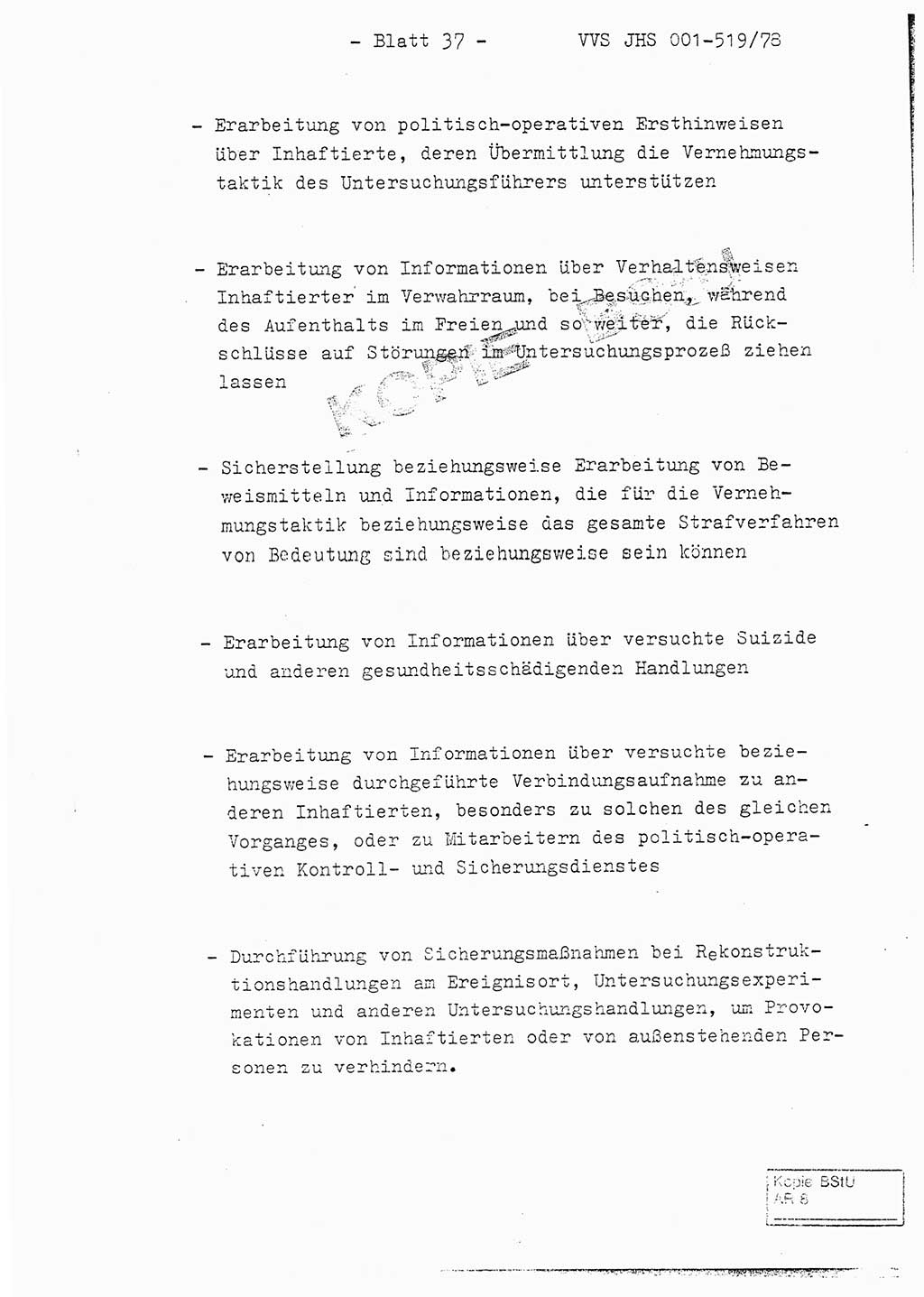 Fachschulabschlußarbeit Hauptmann Alfons Lützelberger (Abt. ⅩⅣ), Ministerium für Staatssicherheit (MfS) [Deutsche Demokratische Republik (DDR)], Juristische Hochschule (JHS), Vertrauliche Verschlußsache (VVS) 001-519/78, Potsdam 1978, Blatt 37 (FS-Abschl.-Arb. MfS DDR JHS VVS 001-519/78 1978, Bl. 37)