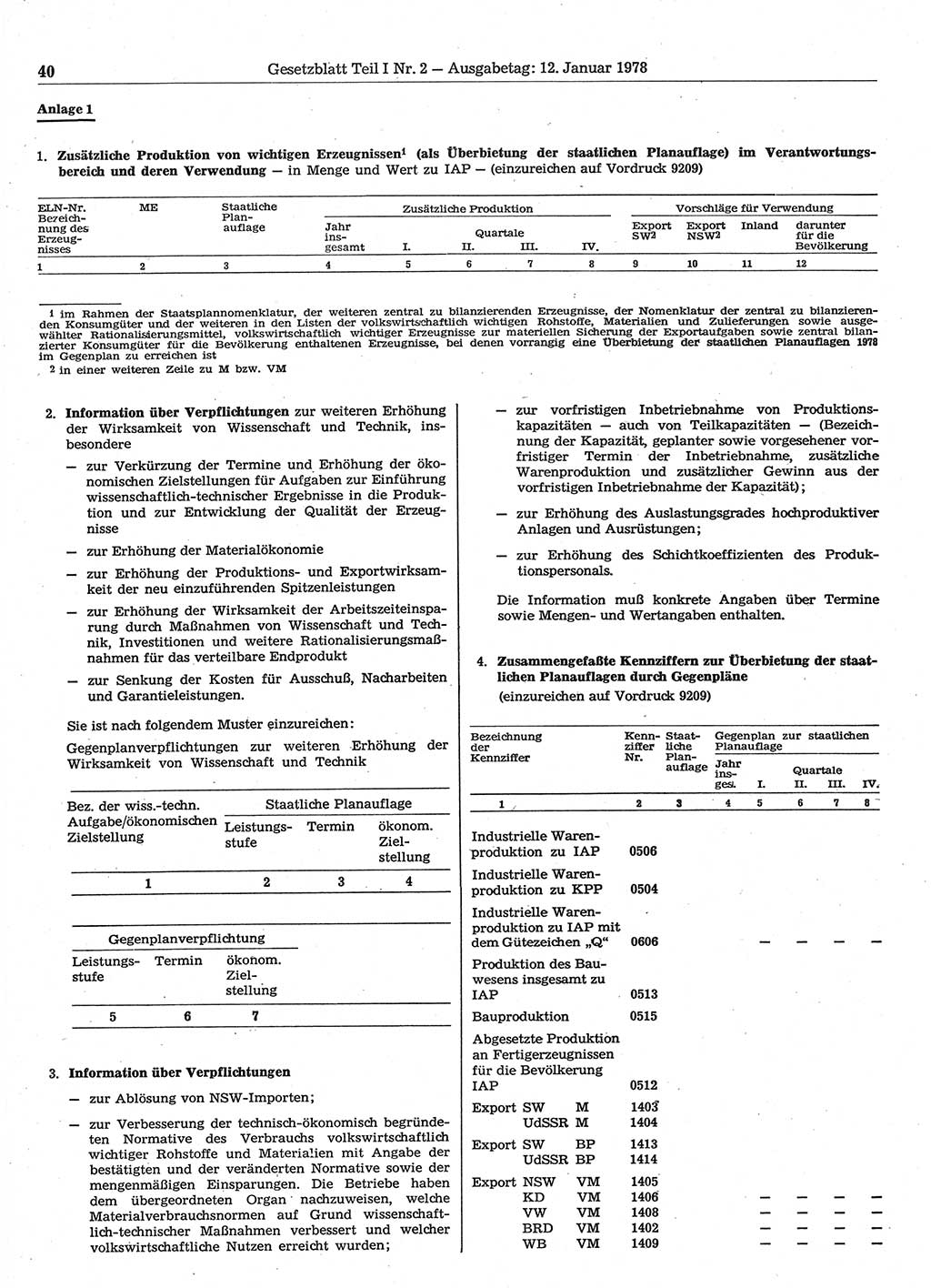 Gesetzblatt (GBl.) der Deutschen Demokratischen Republik (DDR) Teil Ⅰ 1978, Seite 40 (GBl. DDR Ⅰ 1978, S. 40)