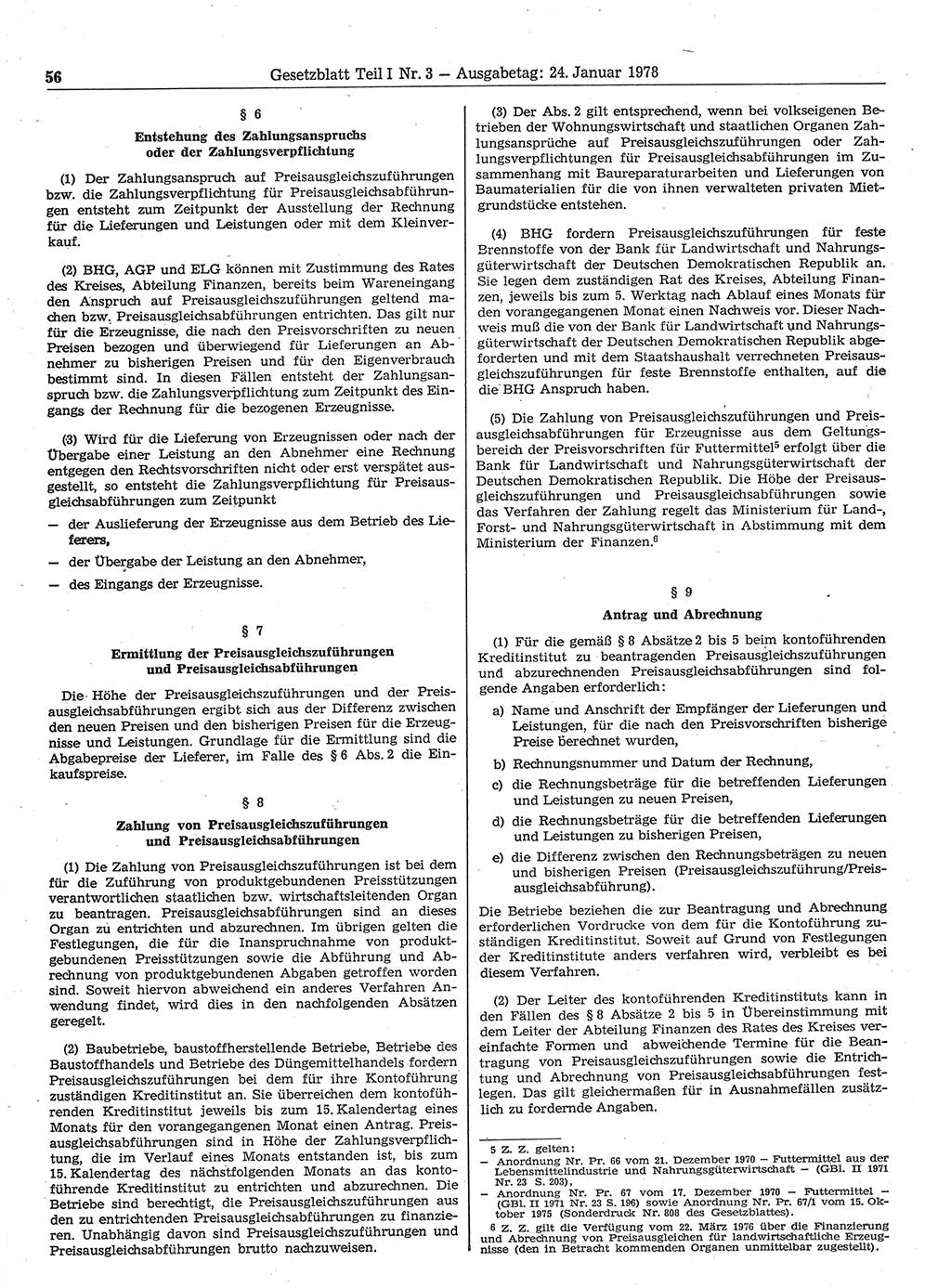 Gesetzblatt (GBl.) der Deutschen Demokratischen Republik (DDR) Teil Ⅰ 1978, Seite 56 (GBl. DDR Ⅰ 1978, S. 56)