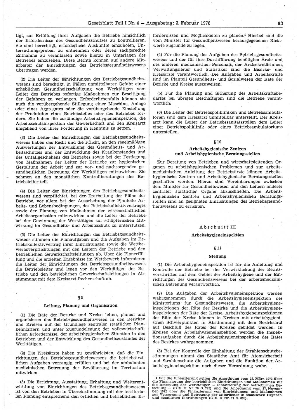 Gesetzblatt (GBl.) der Deutschen Demokratischen Republik (DDR) Teil Ⅰ 1978, Seite 63 (GBl. DDR Ⅰ 1978, S. 63)