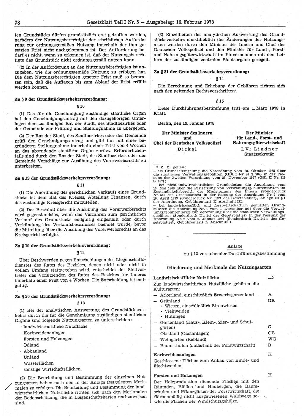 Gesetzblatt (GBl.) der Deutschen Demokratischen Republik (DDR) Teil Ⅰ 1978, Seite 78 (GBl. DDR Ⅰ 1978, S. 78)