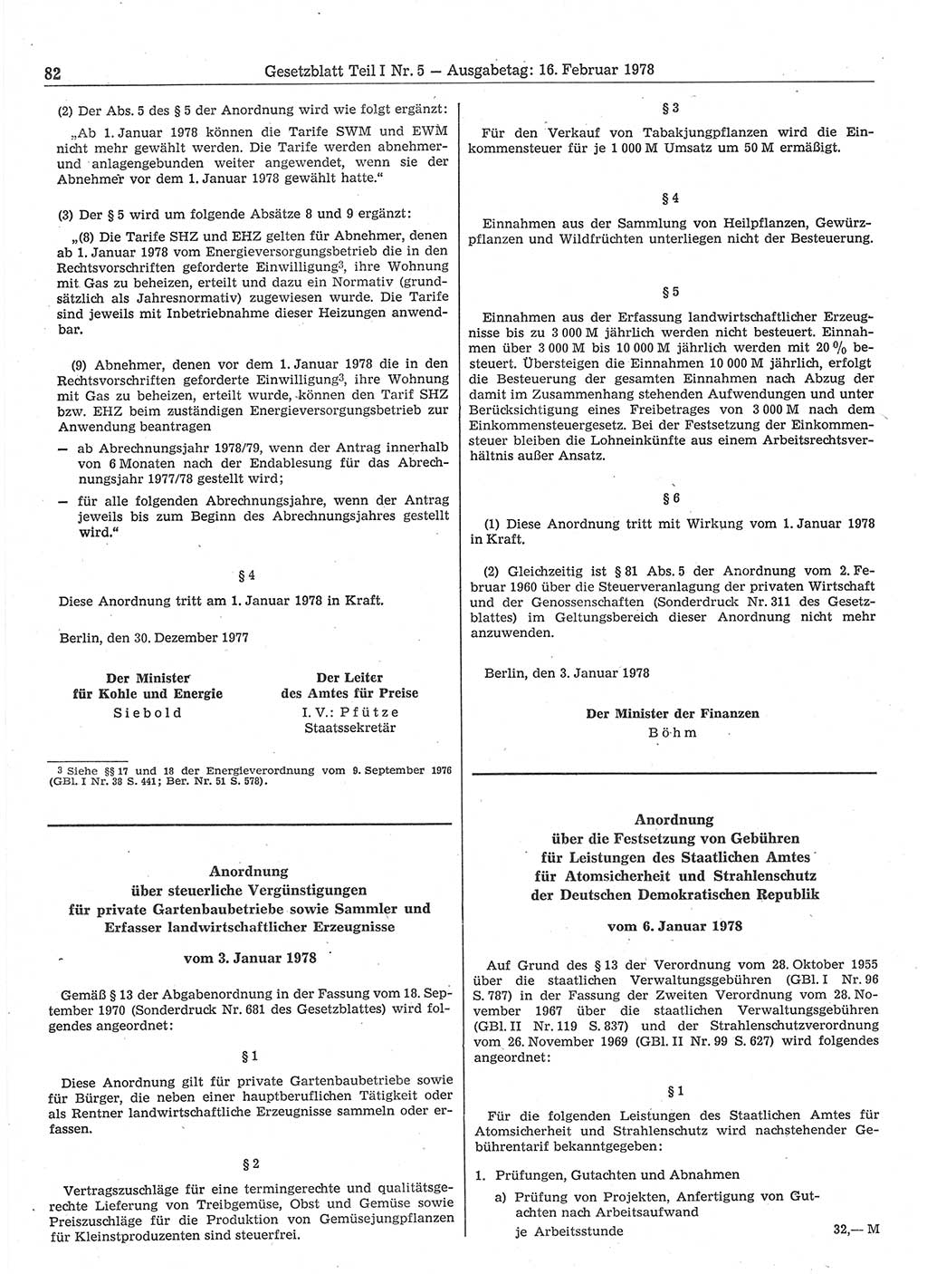 Gesetzblatt (GBl.) der Deutschen Demokratischen Republik (DDR) Teil Ⅰ 1978, Seite 82 (GBl. DDR Ⅰ 1978, S. 82)