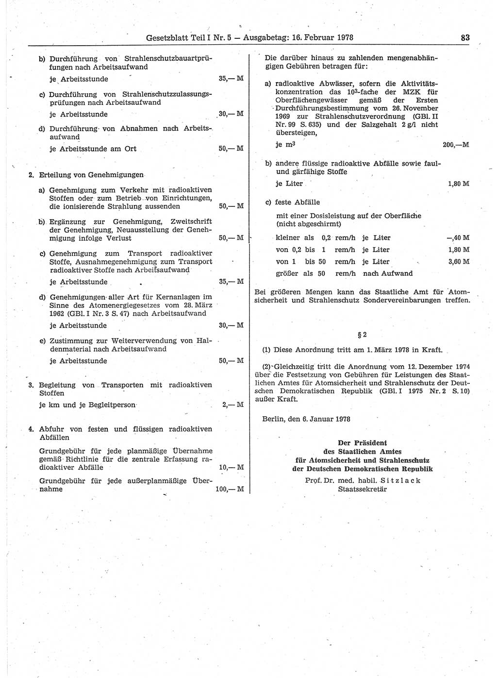 Gesetzblatt (GBl.) der Deutschen Demokratischen Republik (DDR) Teil Ⅰ 1978, Seite 83 (GBl. DDR Ⅰ 1978, S. 83)