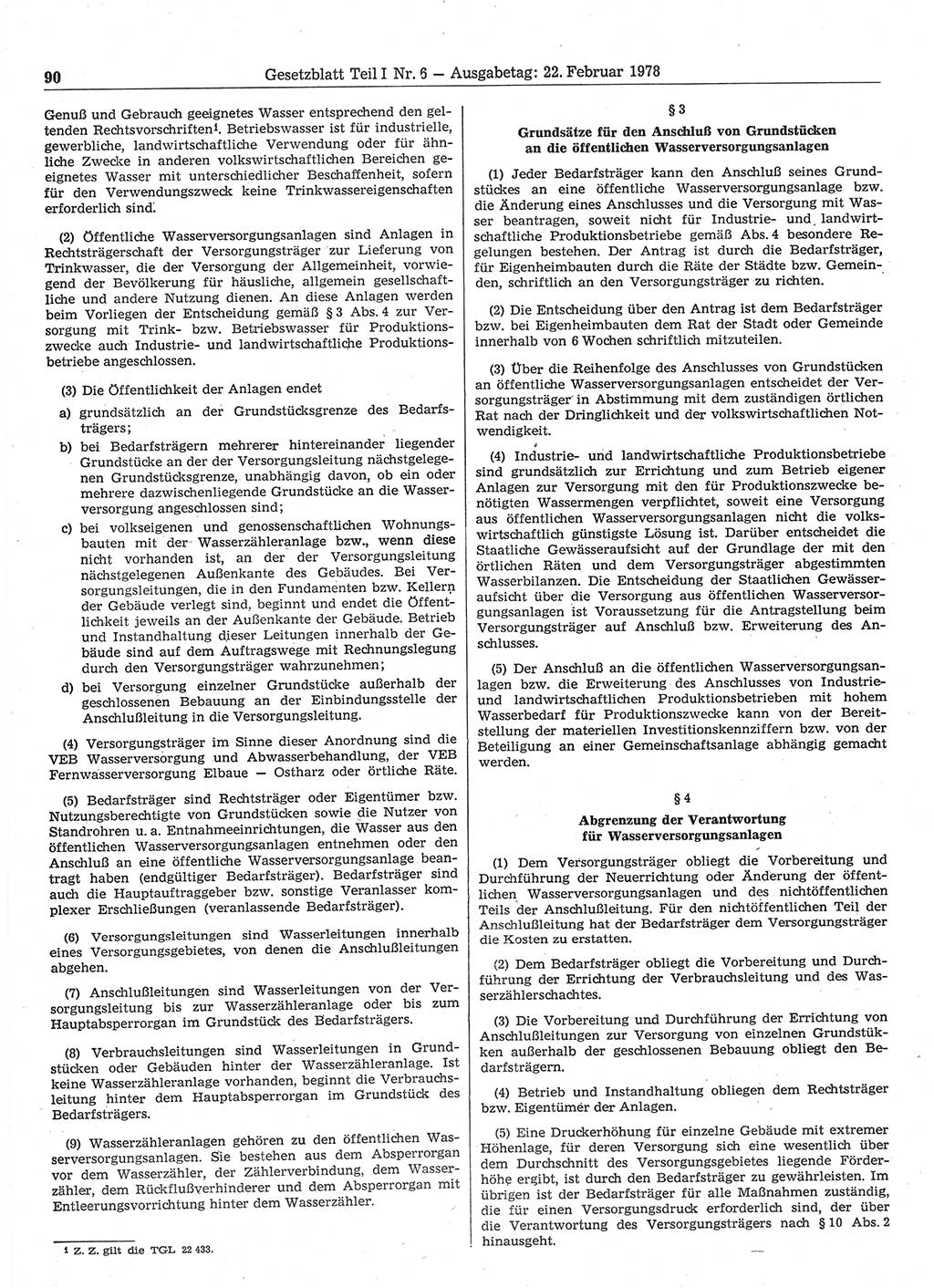 Gesetzblatt (GBl.) der Deutschen Demokratischen Republik (DDR) Teil Ⅰ 1978, Seite 90 (GBl. DDR Ⅰ 1978, S. 90)