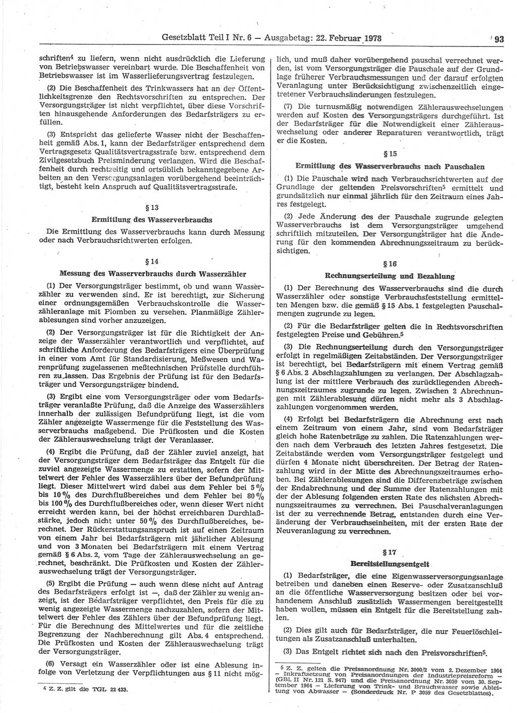 Gesetzblatt (GBl.) der Deutschen Demokratischen Republik (DDR) Teil Ⅰ 1978, Seite 93 (GBl. DDR Ⅰ 1978, S. 93)