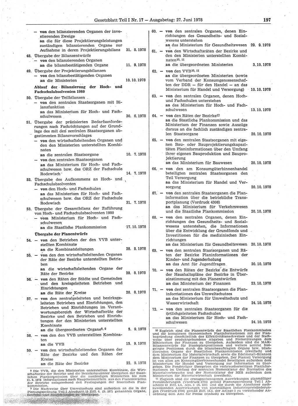 Gesetzblatt (GBl.) der Deutschen Demokratischen Republik (DDR) Teil Ⅰ 1978, Seite 197 (GBl. DDR Ⅰ 1978, S. 197)