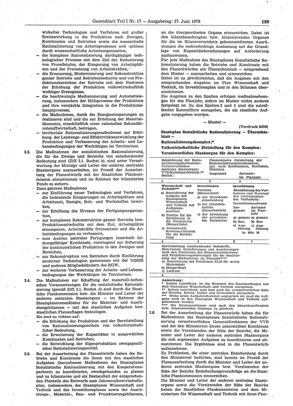 Gesetzblatt (GBl.) der Deutschen Demokratischen Republik (DDR) Teil Ⅰ 1978, Seite 199 (GBl. DDR Ⅰ 1978, S. 199)