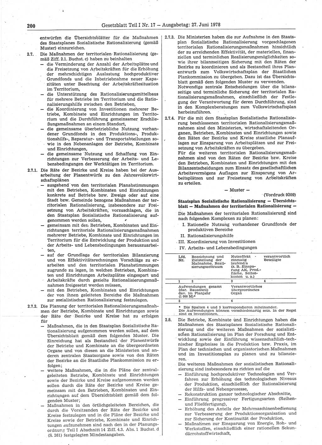 Gesetzblatt (GBl.) der Deutschen Demokratischen Republik (DDR) Teil Ⅰ 1978, Seite 200 (GBl. DDR Ⅰ 1978, S. 200)