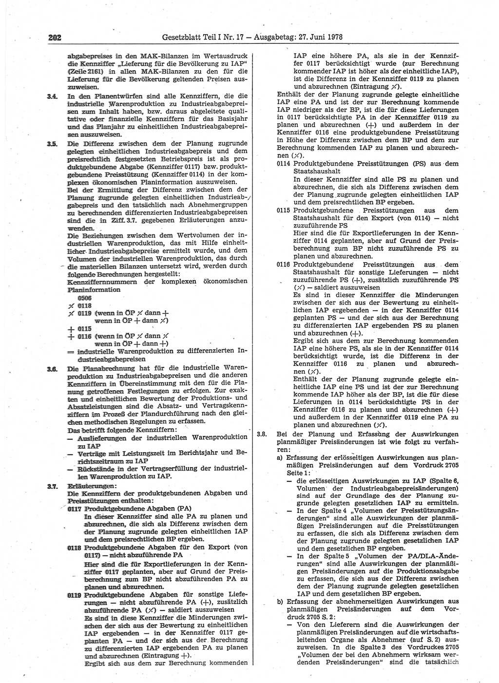 Gesetzblatt (GBl.) der Deutschen Demokratischen Republik (DDR) Teil Ⅰ 1978, Seite 202 (GBl. DDR Ⅰ 1978, S. 202)