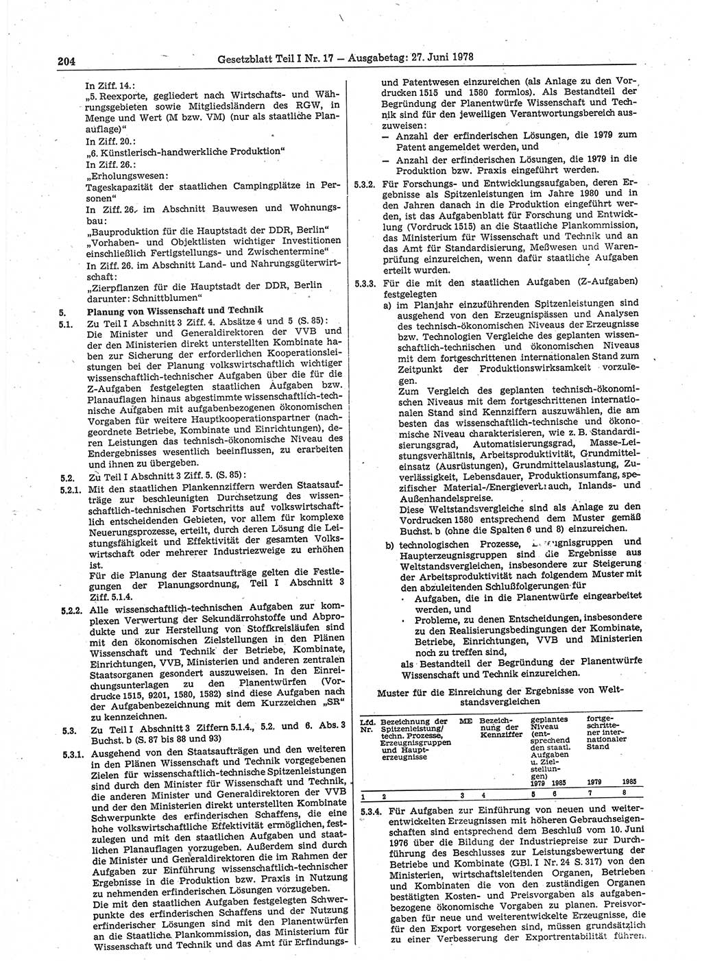 Gesetzblatt (GBl.) der Deutschen Demokratischen Republik (DDR) Teil Ⅰ 1978, Seite 204 (GBl. DDR Ⅰ 1978, S. 204)