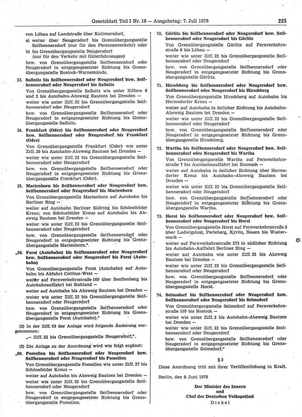 Gesetzblatt (GBl.) der Deutschen Demokratischen Republik (DDR) Teil Ⅰ 1978, Seite 225 (GBl. DDR Ⅰ 1978, S. 225)