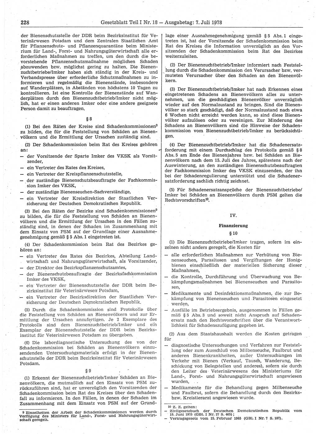 Gesetzblatt (GBl.) der Deutschen Demokratischen Republik (DDR) Teil Ⅰ 1978, Seite 228 (GBl. DDR Ⅰ 1978, S. 228)