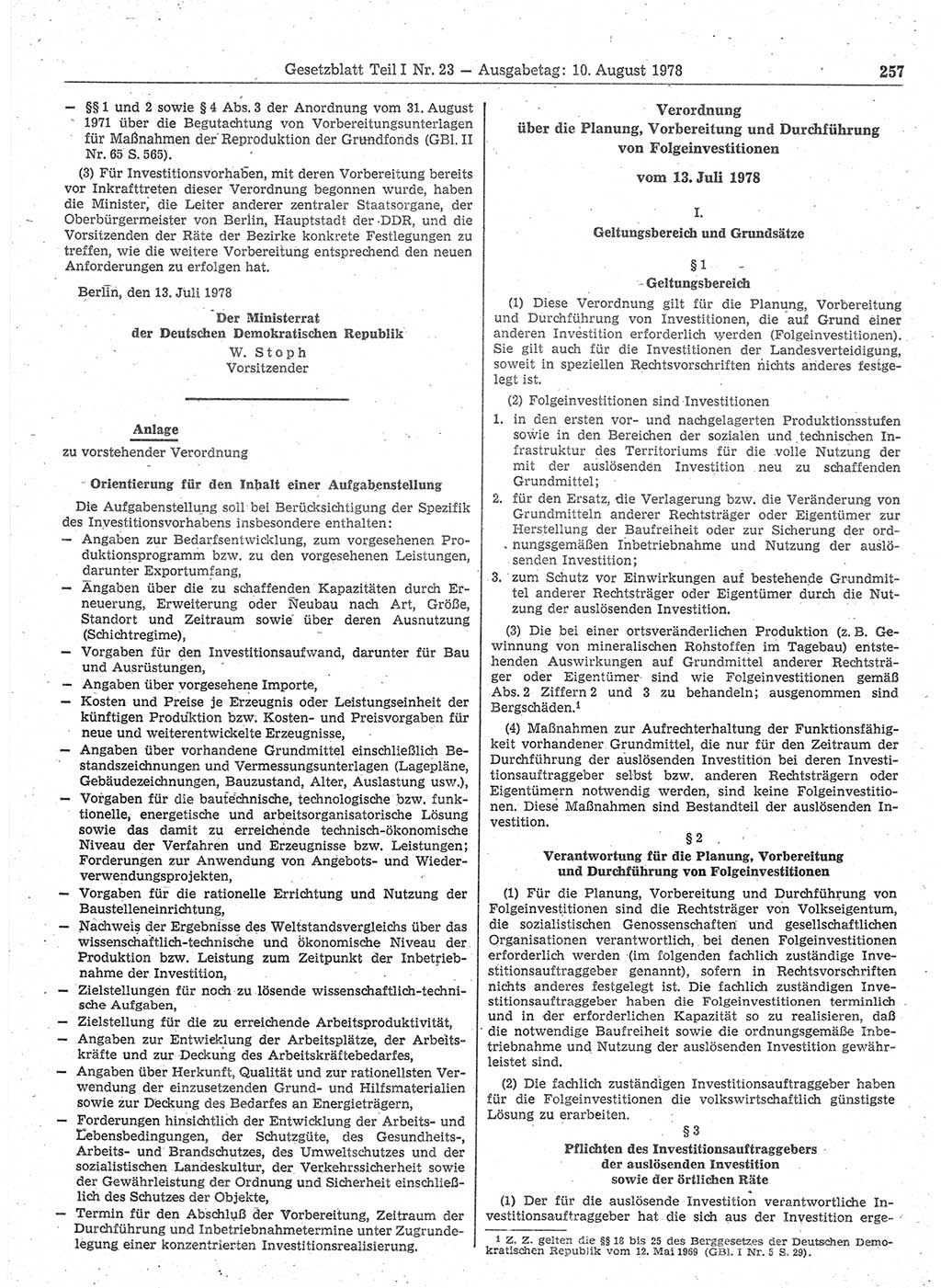 Gesetzblatt (GBl.) der Deutschen Demokratischen Republik (DDR) Teil Ⅰ 1978, Seite 257 (GBl. DDR Ⅰ 1978, S. 257)