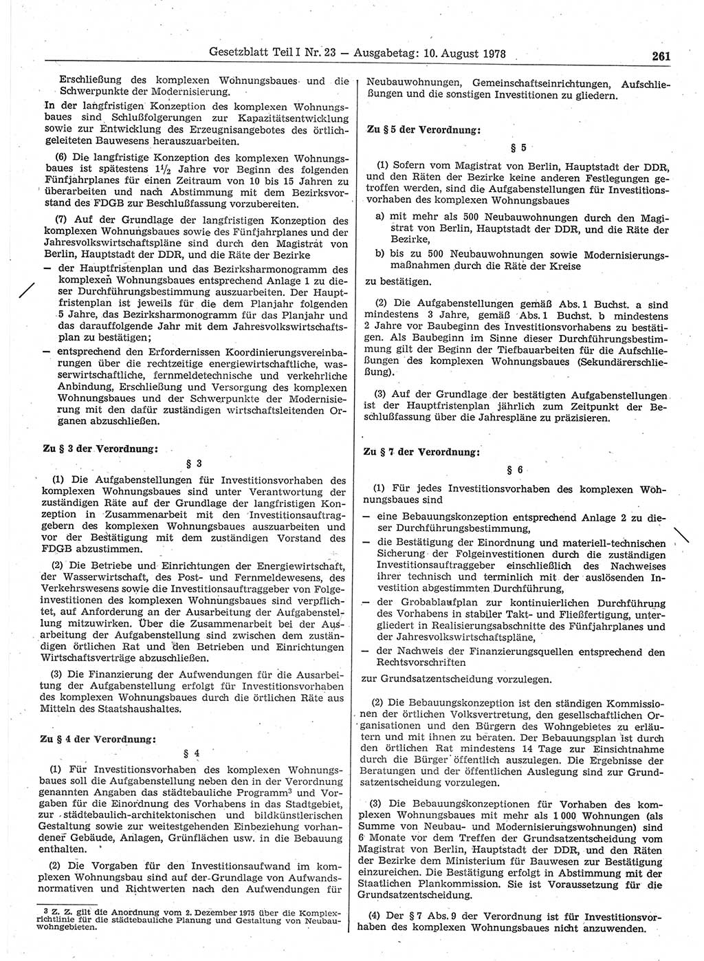 Gesetzblatt (GBl.) der Deutschen Demokratischen Republik (DDR) Teil Ⅰ 1978, Seite 261 (GBl. DDR Ⅰ 1978, S. 261)