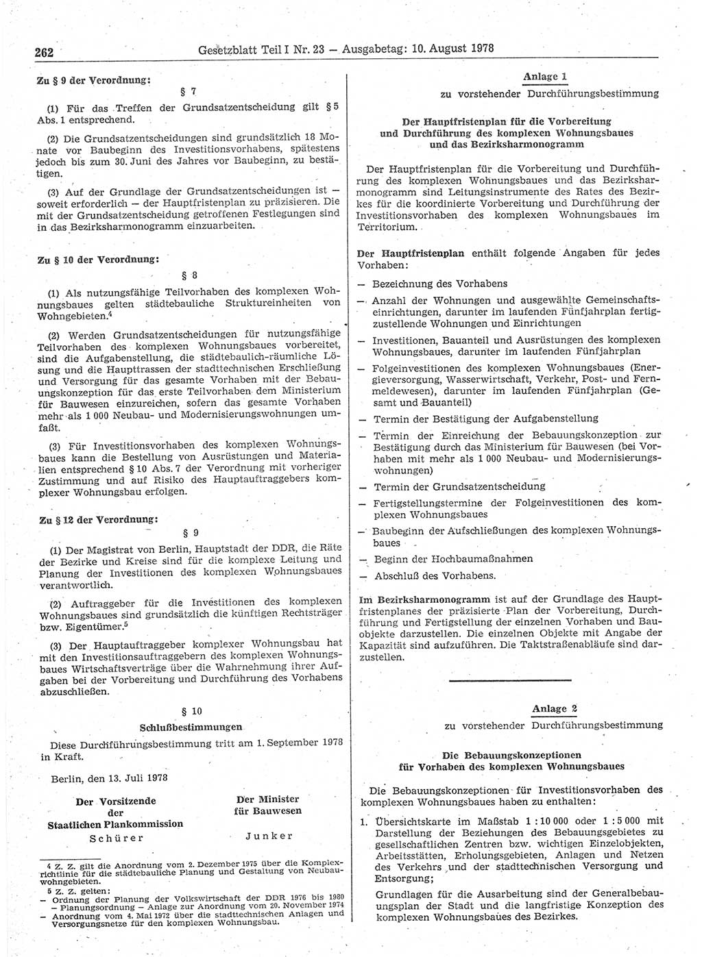 Gesetzblatt (GBl.) der Deutschen Demokratischen Republik (DDR) Teil Ⅰ 1978, Seite 262 (GBl. DDR Ⅰ 1978, S. 262)