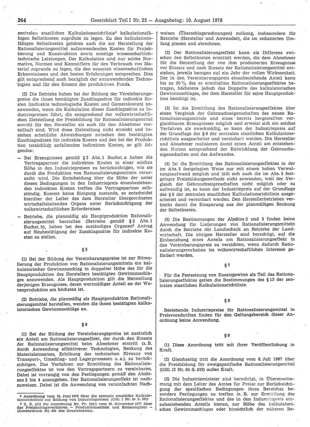 Gesetzblatt (GBl.) der Deutschen Demokratischen Republik (DDR) Teil Ⅰ 1978, Seite 264 (GBl. DDR Ⅰ 1978, S. 264)