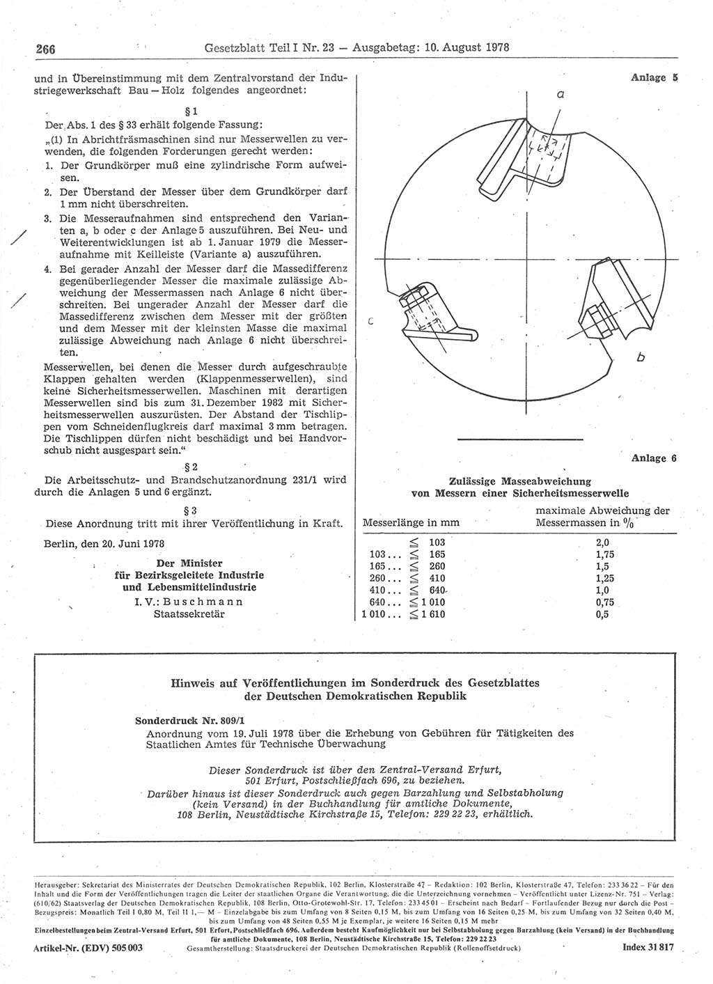 Gesetzblatt (GBl.) der Deutschen Demokratischen Republik (DDR) Teil Ⅰ 1978, Seite 266 (GBl. DDR Ⅰ 1978, S. 266)