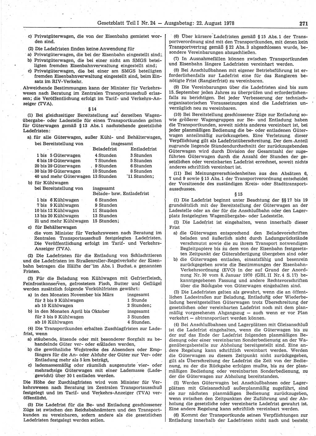 Gesetzblatt (GBl.) der Deutschen Demokratischen Republik (DDR) Teil Ⅰ 1978, Seite 271 (GBl. DDR Ⅰ 1978, S. 271)