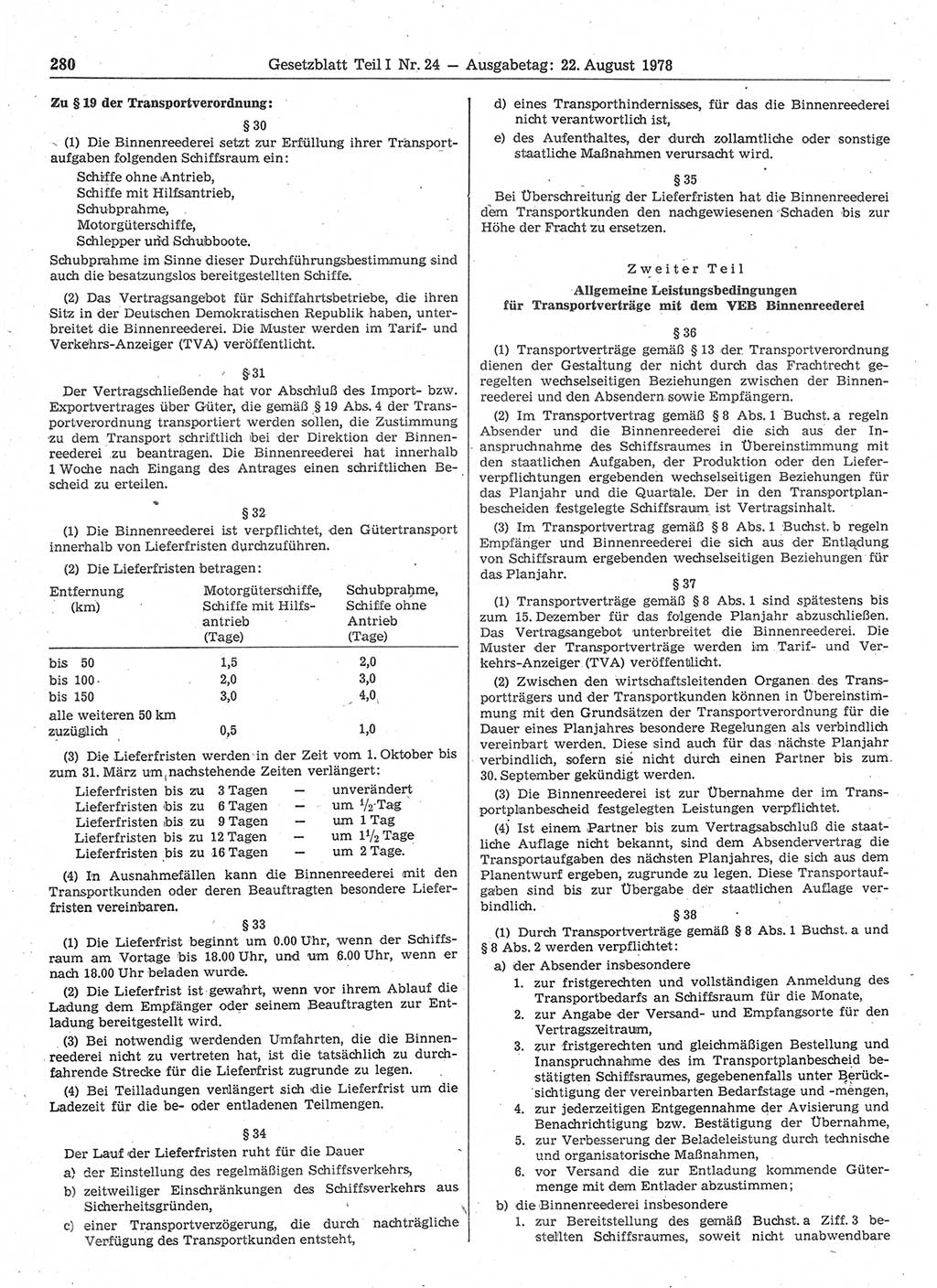 Gesetzblatt (GBl.) der Deutschen Demokratischen Republik (DDR) Teil Ⅰ 1978, Seite 280 (GBl. DDR Ⅰ 1978, S. 280)