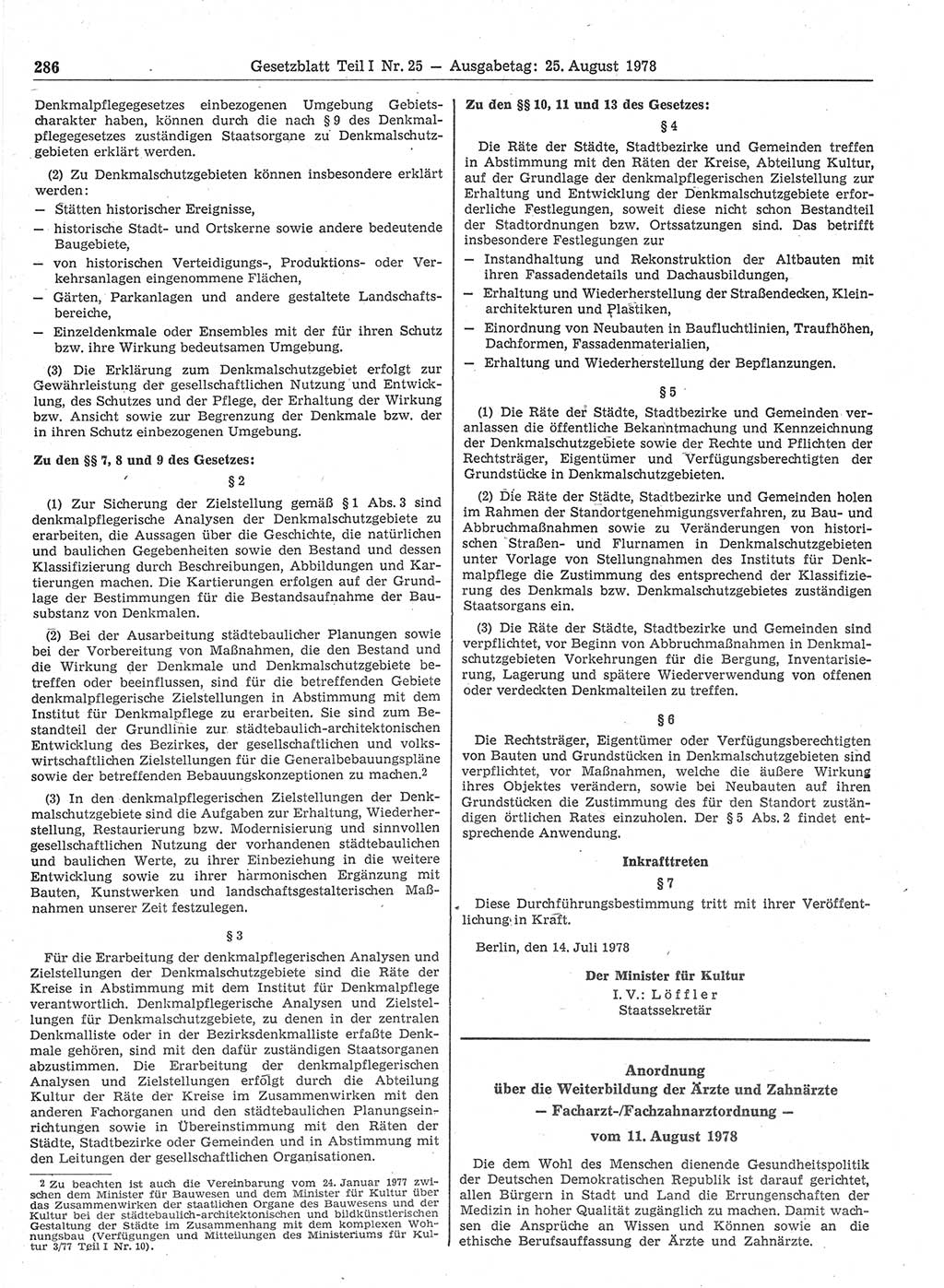 Gesetzblatt (GBl.) der Deutschen Demokratischen Republik (DDR) Teil Ⅰ 1978, Seite 286 (GBl. DDR Ⅰ 1978, S. 286)