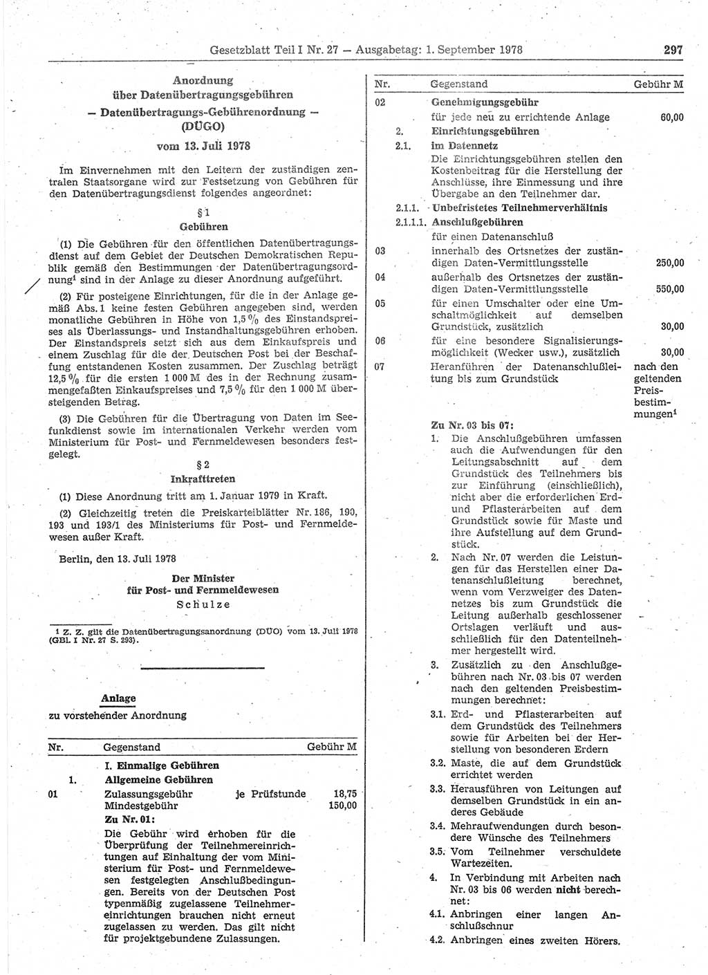 Gesetzblatt (GBl.) der Deutschen Demokratischen Republik (DDR) Teil Ⅰ 1978, Seite 297 (GBl. DDR Ⅰ 1978, S. 297)