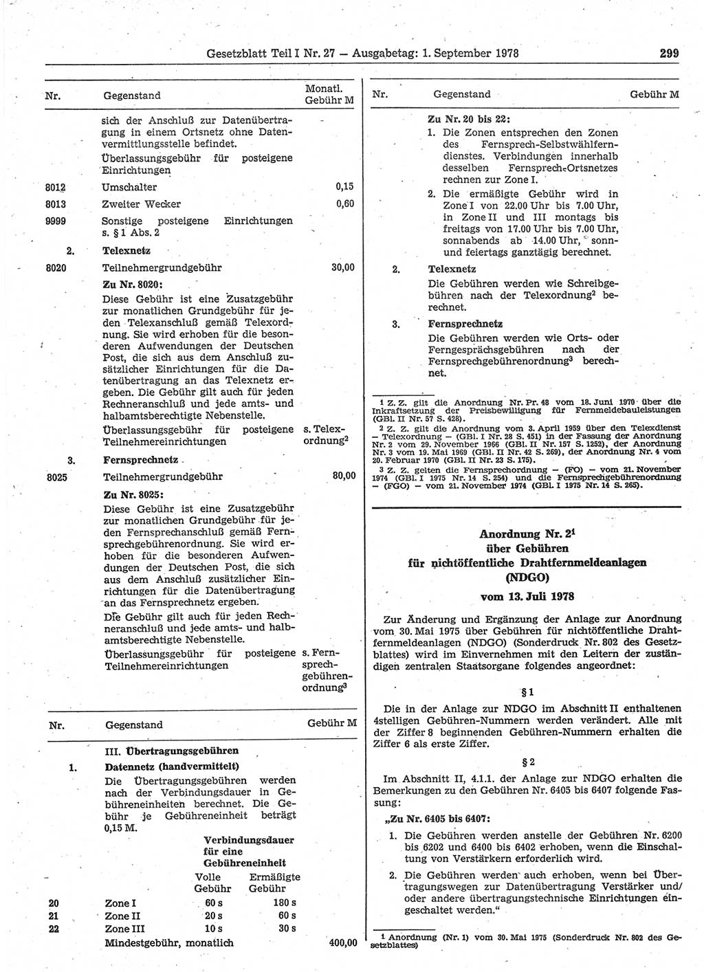 Gesetzblatt (GBl.) der Deutschen Demokratischen Republik (DDR) Teil Ⅰ 1978, Seite 299 (GBl. DDR Ⅰ 1978, S. 299)