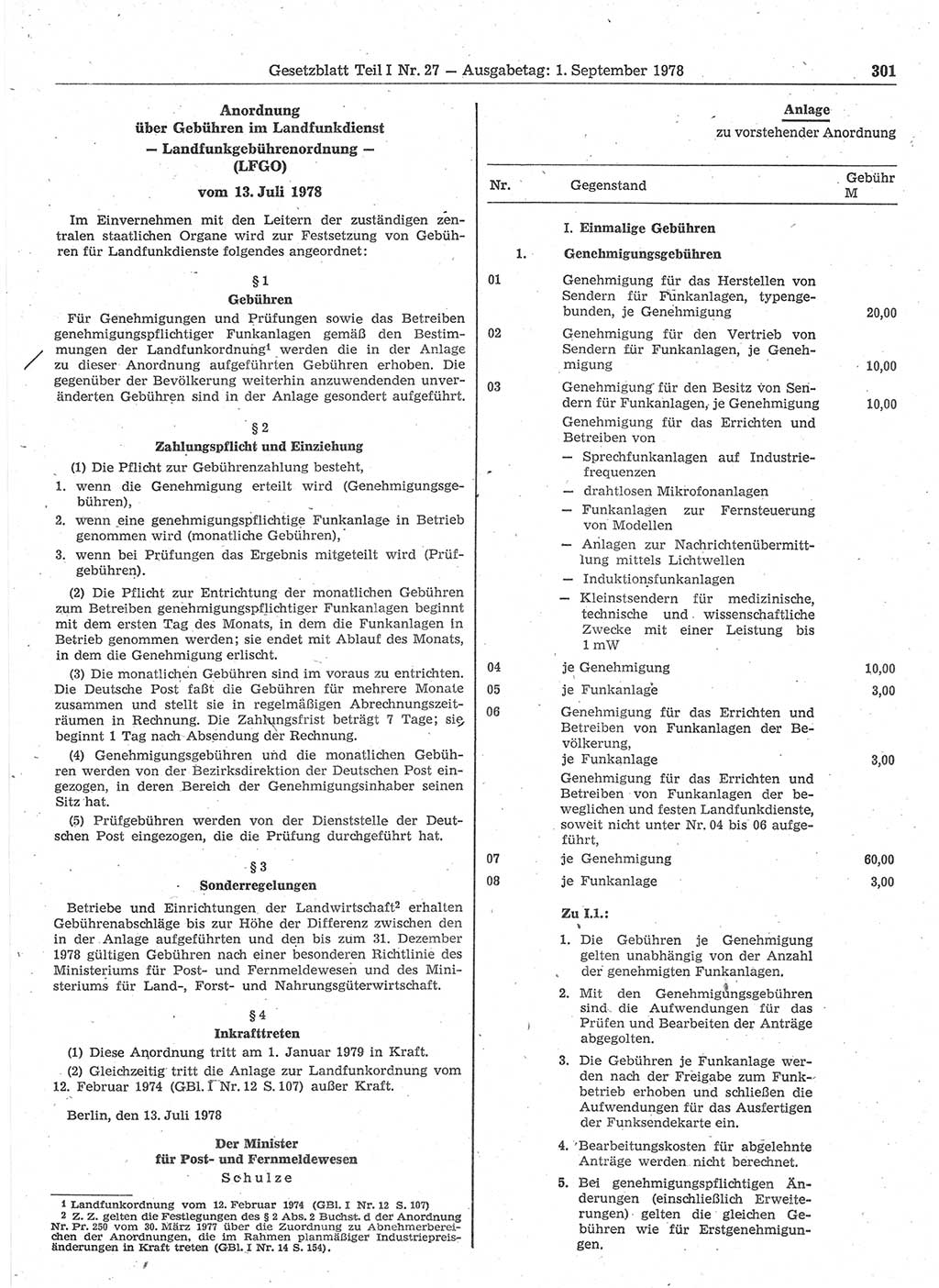 Gesetzblatt (GBl.) der Deutschen Demokratischen Republik (DDR) Teil Ⅰ 1978, Seite 301 (GBl. DDR Ⅰ 1978, S. 301)