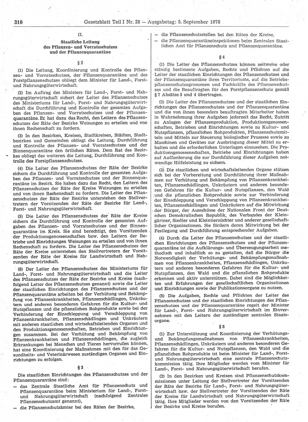 Gesetzblatt (GBl.) der Deutschen Demokratischen Republik (DDR) Teil Ⅰ 1978, Seite 310 (GBl. DDR Ⅰ 1978, S. 310)