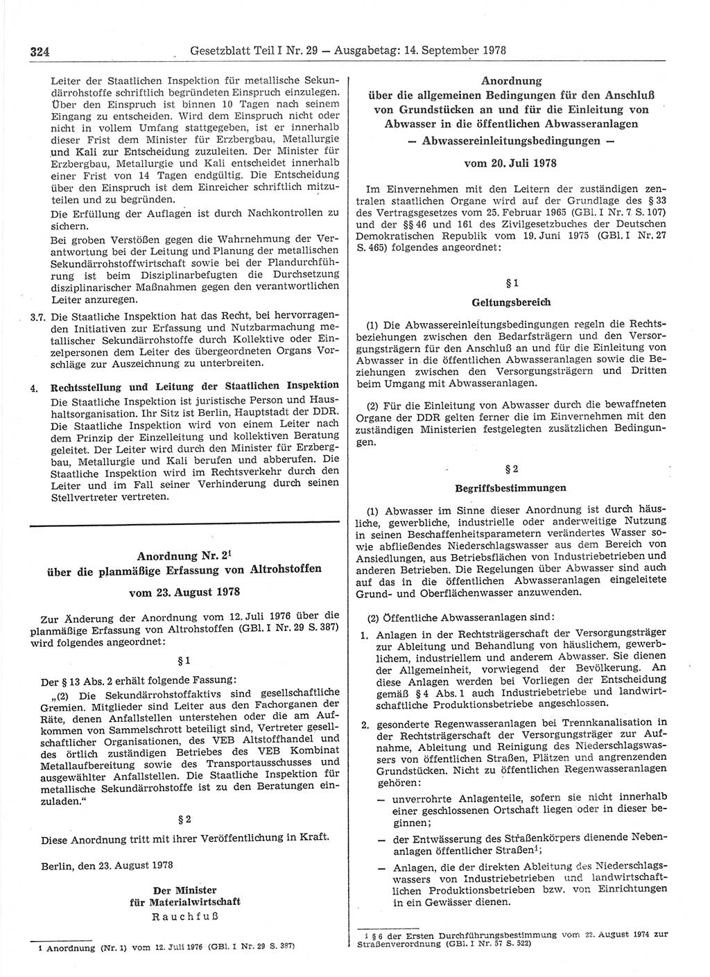 Gesetzblatt (GBl.) der Deutschen Demokratischen Republik (DDR) Teil Ⅰ 1978, Seite 324 (GBl. DDR Ⅰ 1978, S. 324)