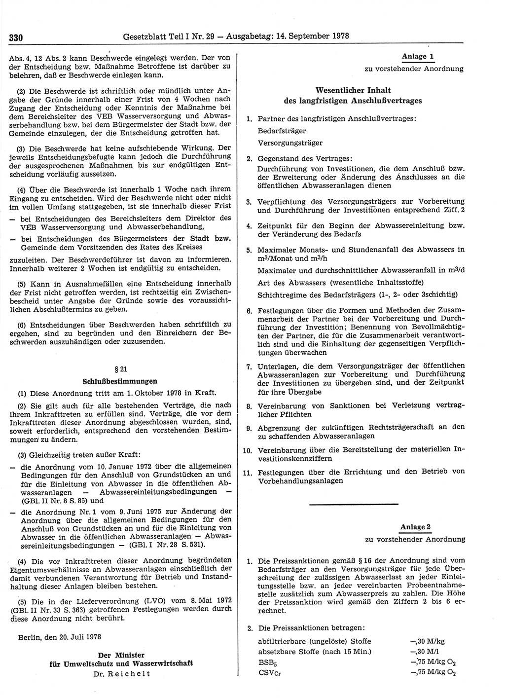 Gesetzblatt (GBl.) der Deutschen Demokratischen Republik (DDR) Teil Ⅰ 1978, Seite 330 (GBl. DDR Ⅰ 1978, S. 330)