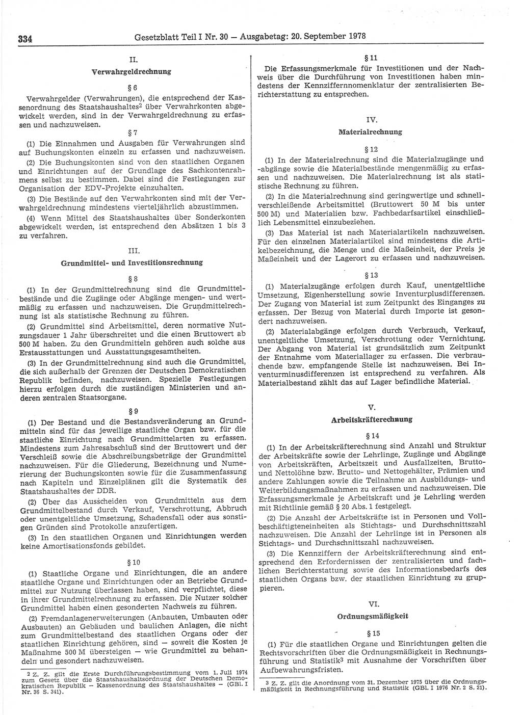 Gesetzblatt (GBl.) der Deutschen Demokratischen Republik (DDR) Teil Ⅰ 1978, Seite 334 (GBl. DDR Ⅰ 1978, S. 334)