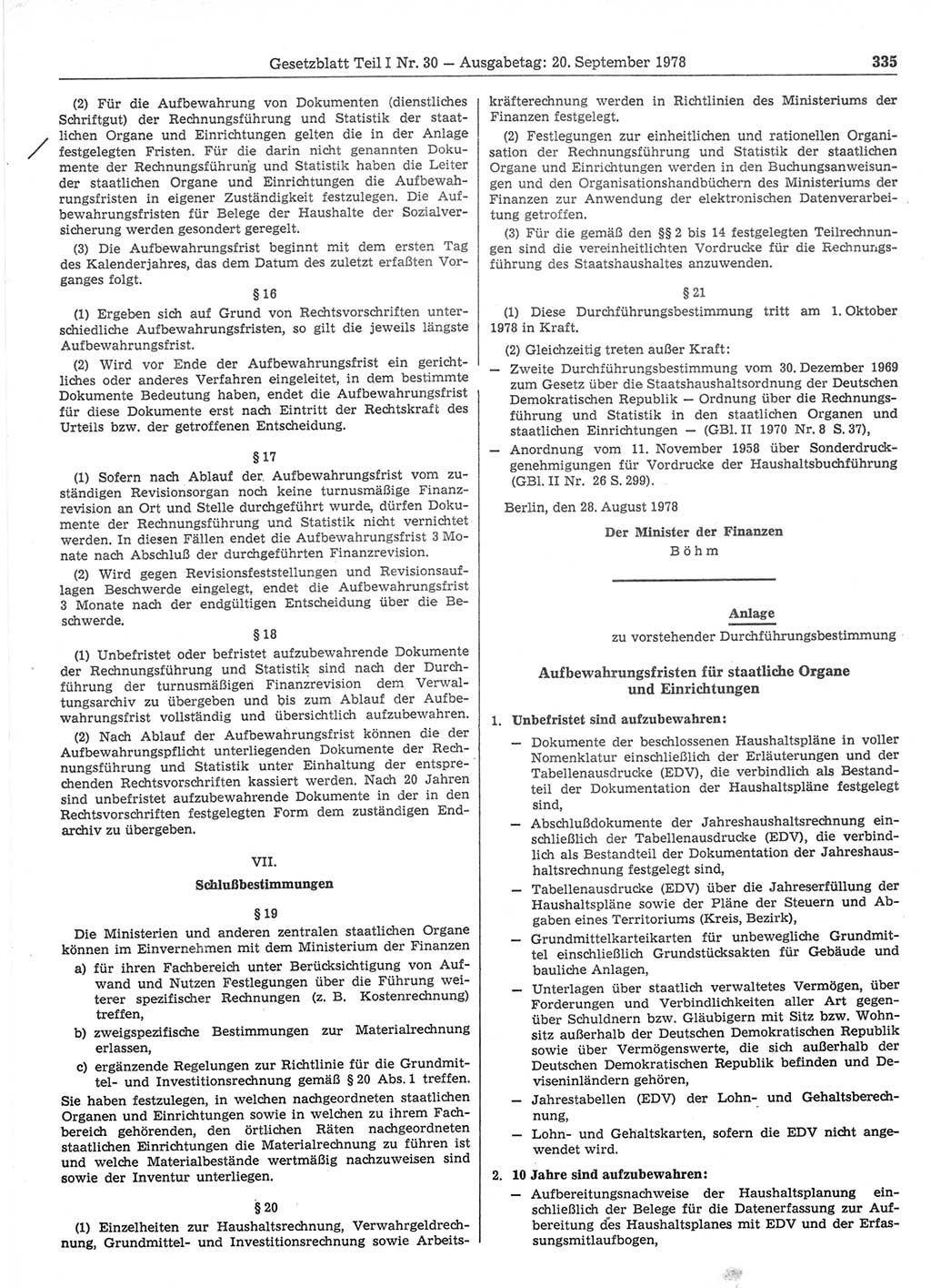 Gesetzblatt (GBl.) der Deutschen Demokratischen Republik (DDR) Teil Ⅰ 1978, Seite 335 (GBl. DDR Ⅰ 1978, S. 335)
