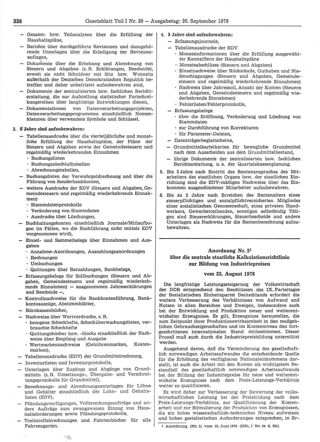 Gesetzblatt (GBl.) der Deutschen Demokratischen Republik (DDR) Teil Ⅰ 1978, Seite 336 (GBl. DDR Ⅰ 1978, S. 336)