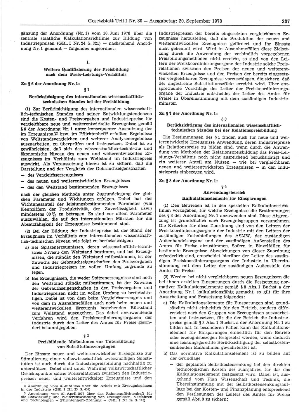 Gesetzblatt (GBl.) der Deutschen Demokratischen Republik (DDR) Teil Ⅰ 1978, Seite 337 (GBl. DDR Ⅰ 1978, S. 337)