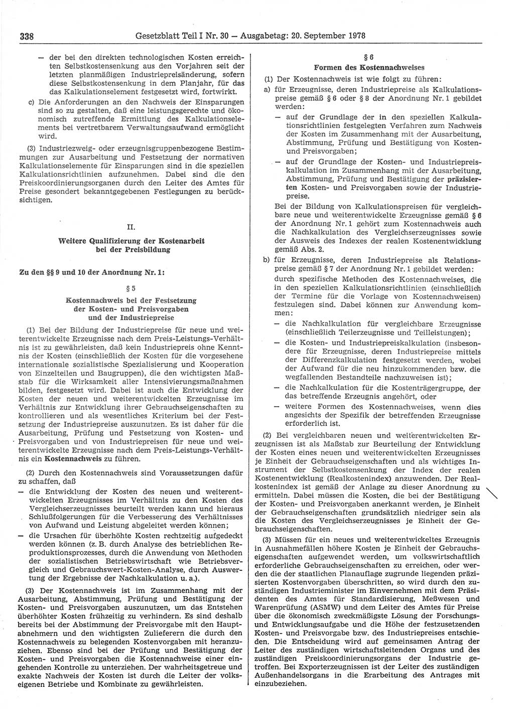 Gesetzblatt (GBl.) der Deutschen Demokratischen Republik (DDR) Teil Ⅰ 1978, Seite 338 (GBl. DDR Ⅰ 1978, S. 338)