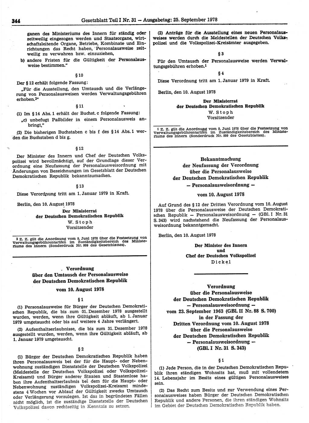 Gesetzblatt (GBl.) der Deutschen Demokratischen Republik (DDR) Teil Ⅰ 1978, Seite 344 (GBl. DDR Ⅰ 1978, S. 344)