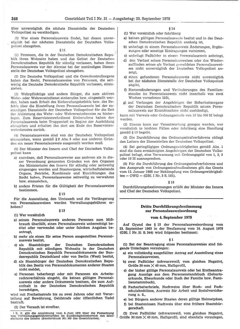 Gesetzblatt (GBl.) der Deutschen Demokratischen Republik (DDR) Teil Ⅰ 1978, Seite 346 (GBl. DDR Ⅰ 1978, S. 346)