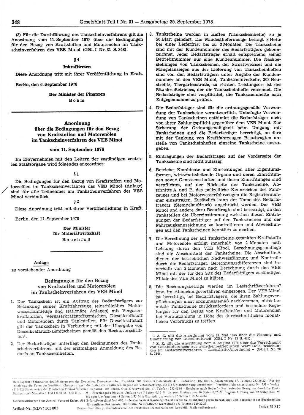Gesetzblatt (GBl.) der Deutschen Demokratischen Republik (DDR) Teil Ⅰ 1978, Seite 348 (GBl. DDR Ⅰ 1978, S. 348)