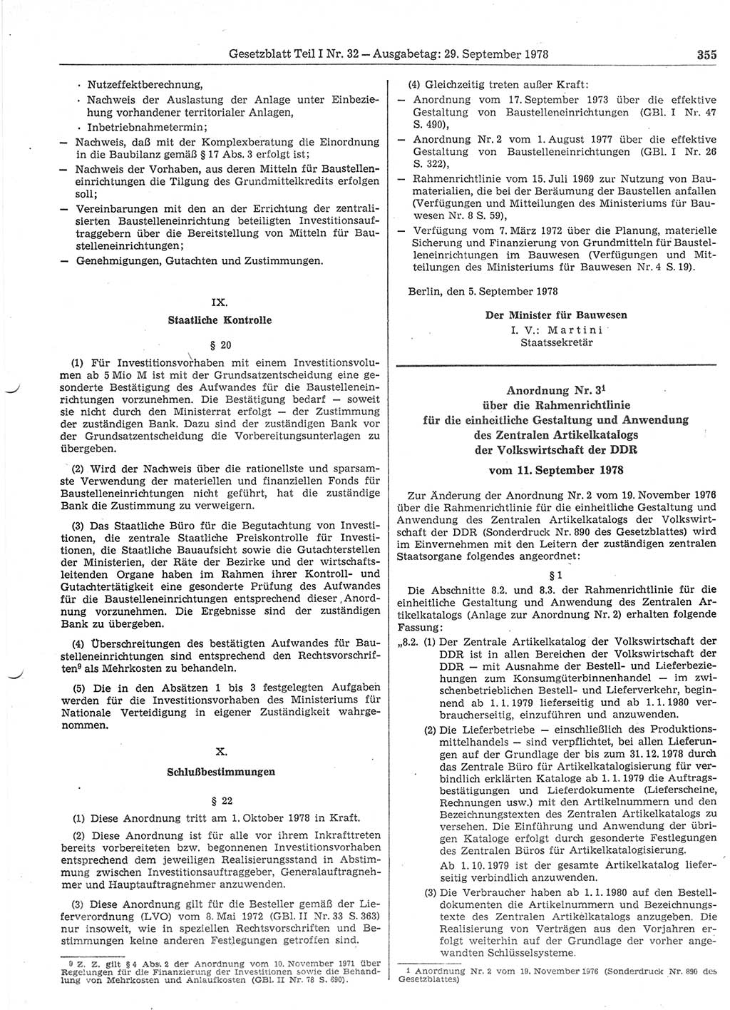 Gesetzblatt (GBl.) der Deutschen Demokratischen Republik (DDR) Teil Ⅰ 1978, Seite 355 (GBl. DDR Ⅰ 1978, S. 355)