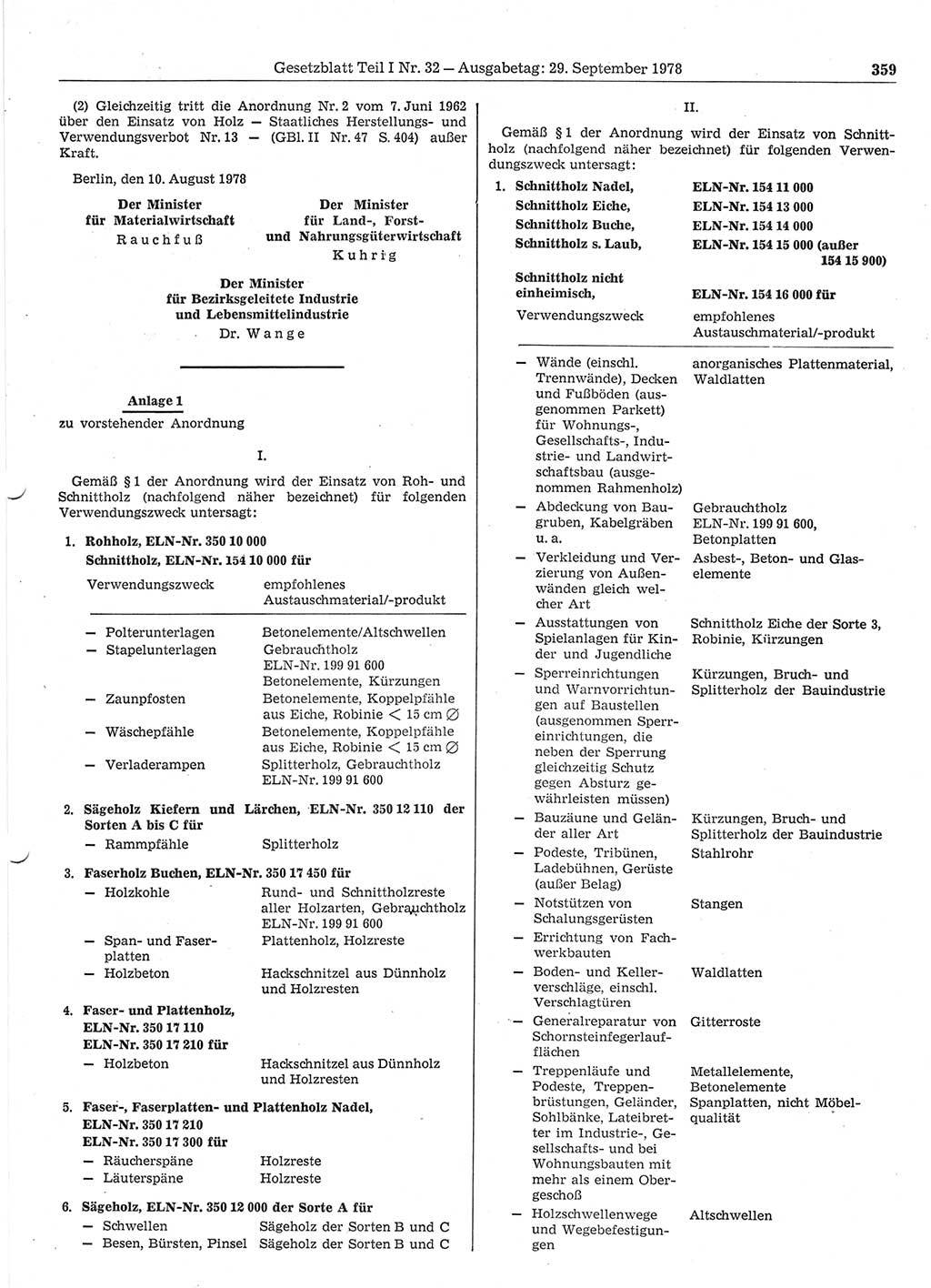 Gesetzblatt (GBl.) der Deutschen Demokratischen Republik (DDR) Teil Ⅰ 1978, Seite 359 (GBl. DDR Ⅰ 1978, S. 359)