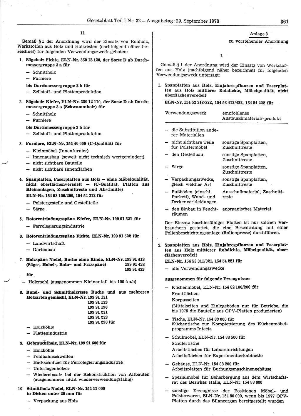 Gesetzblatt (GBl.) der Deutschen Demokratischen Republik (DDR) Teil Ⅰ 1978, Seite 361 (GBl. DDR Ⅰ 1978, S. 361)