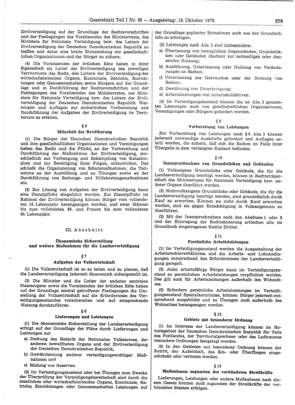 Gesetzblatt (GBl.) der Deutschen Demokratischen Republik (DDR) Teil Ⅰ 1978, Seite 379 (GBl. DDR Ⅰ 1978, S. 379)
